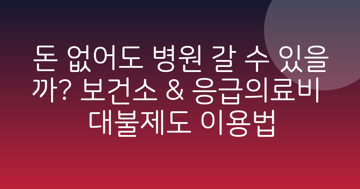 돈 없어도 병원 갈 수 있을까? 보건소 & 응급의료비 대불제도 이용법